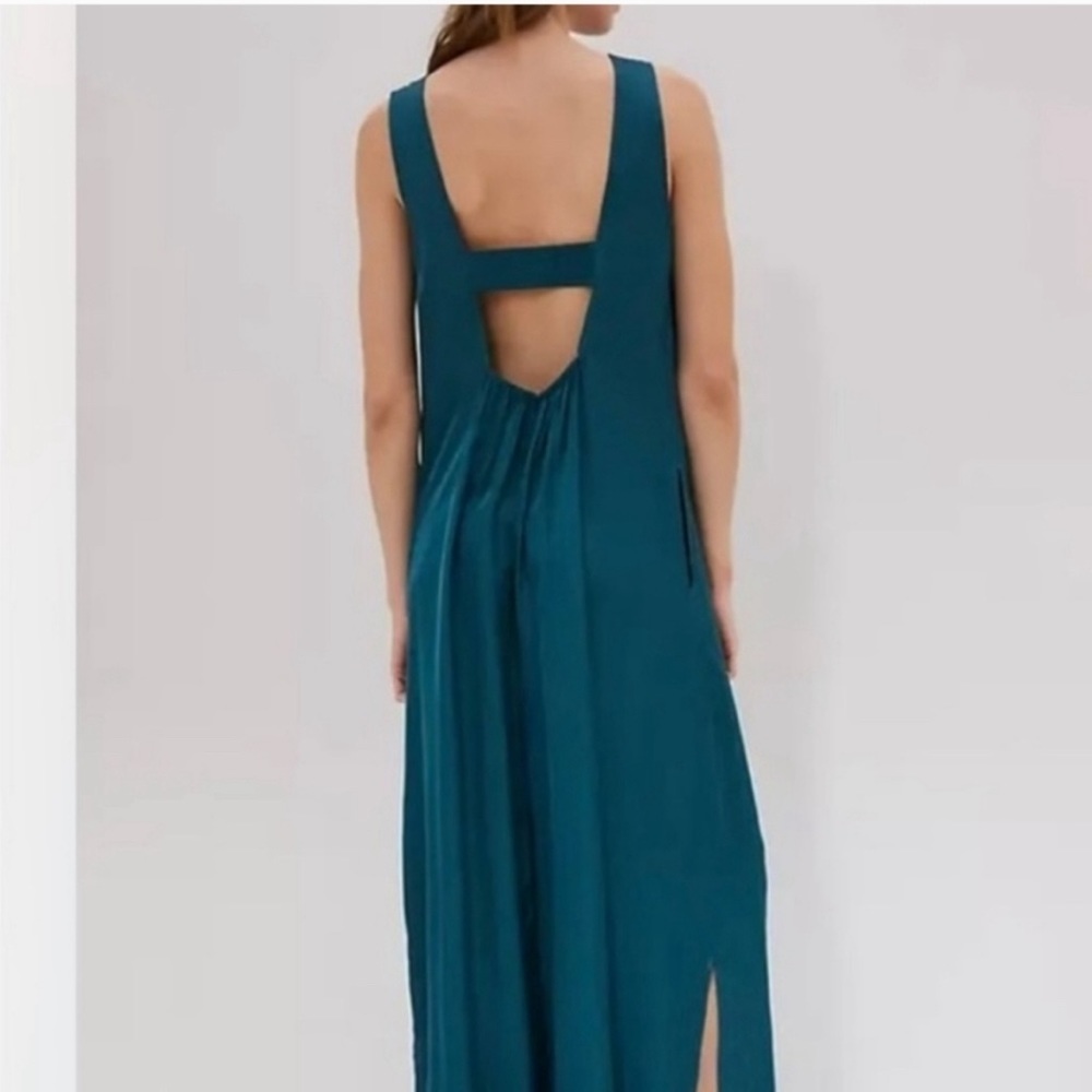 Anthropologie V Neck wide leg jumpsuit with open back